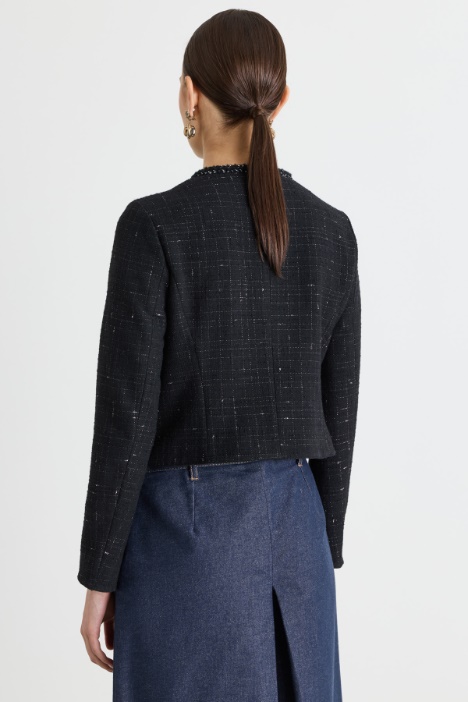 Giacca slim in stuoia di misto cotone