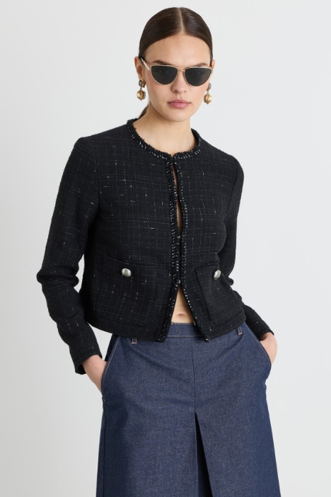 Slim-fit basketweave jacket - Intrend
