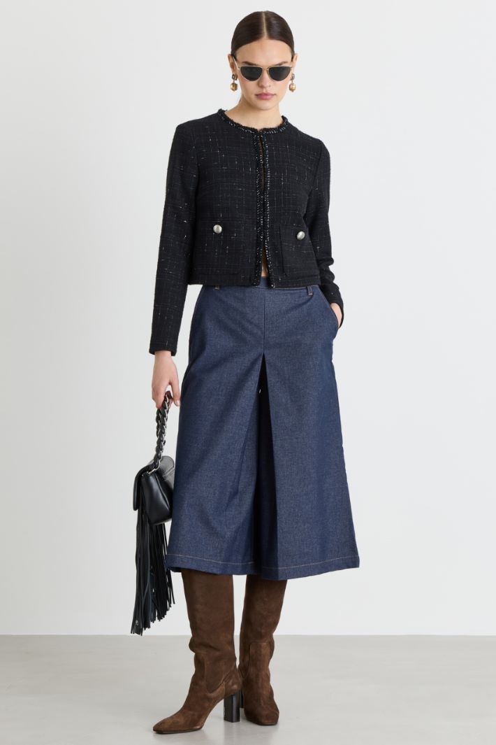 Slim-fit basketweave jacket - BLACK - Intrend