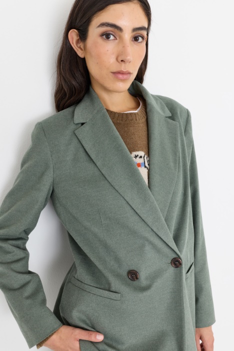 Blazer doppiopetto in twill effetto mélange