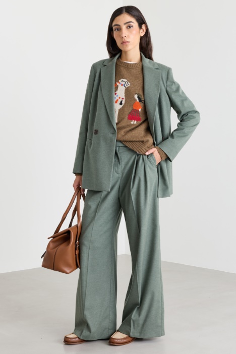 Double-breasted mélange twill blazer - Intrend