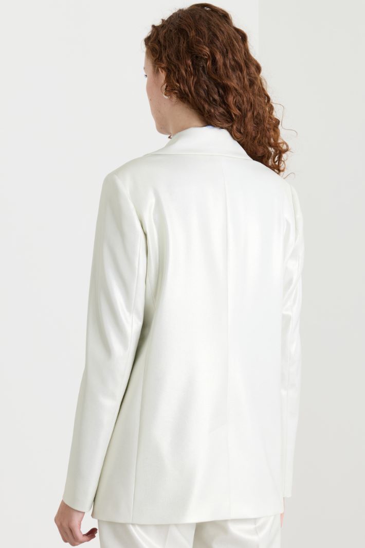 Laminated fabric blazer - WHITE - Intrend - 4
