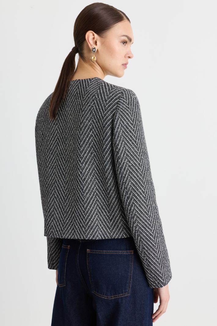 Boxy basketweave jacket - BLACK - Intrend - 4