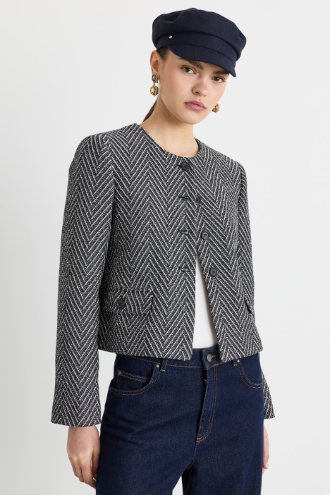 Boxy basketweave jacket - Intrend