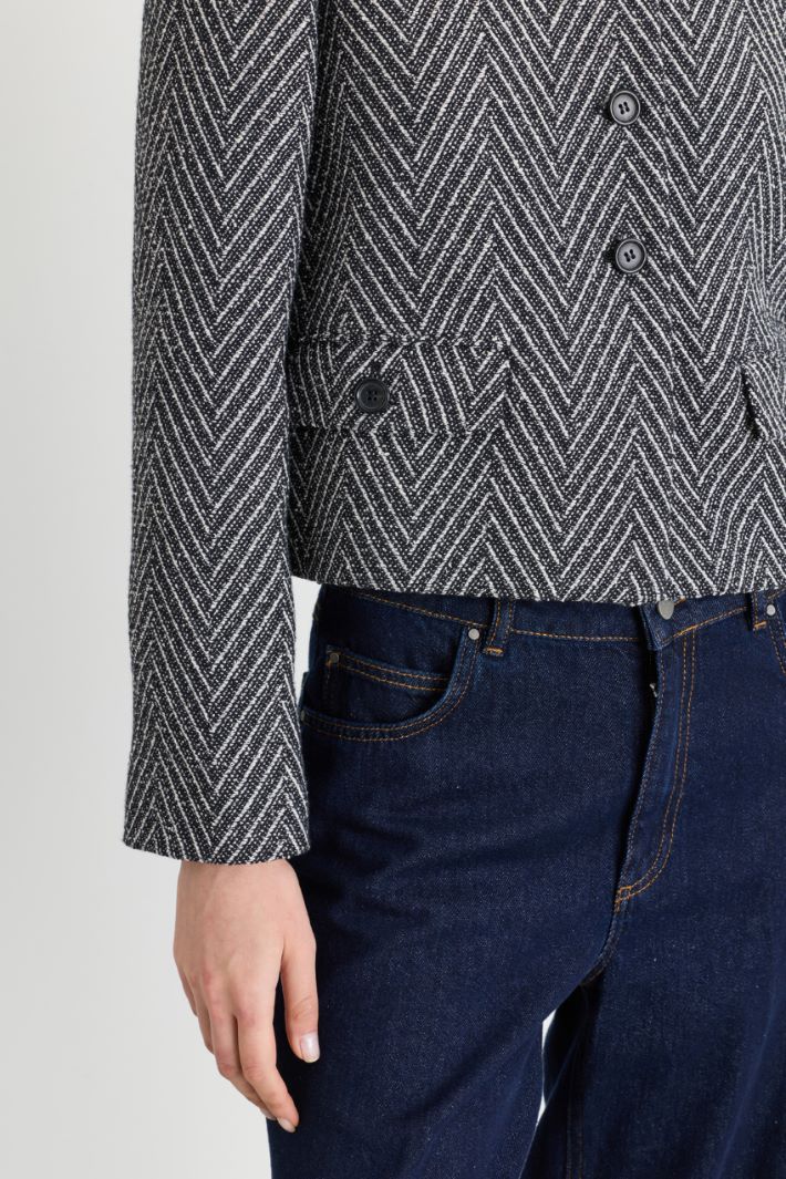 Boxy basketweave jacket - BLACK - Intrend - 3