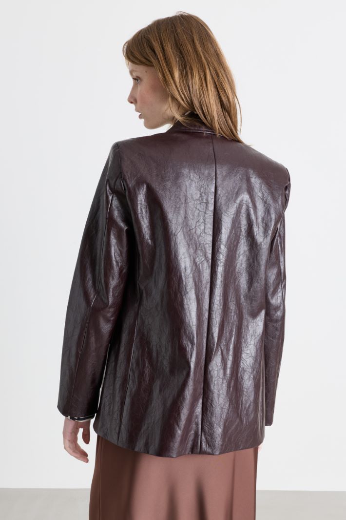 Blazer in tessuto spalmato - BORDEAUX - Intrend - 4