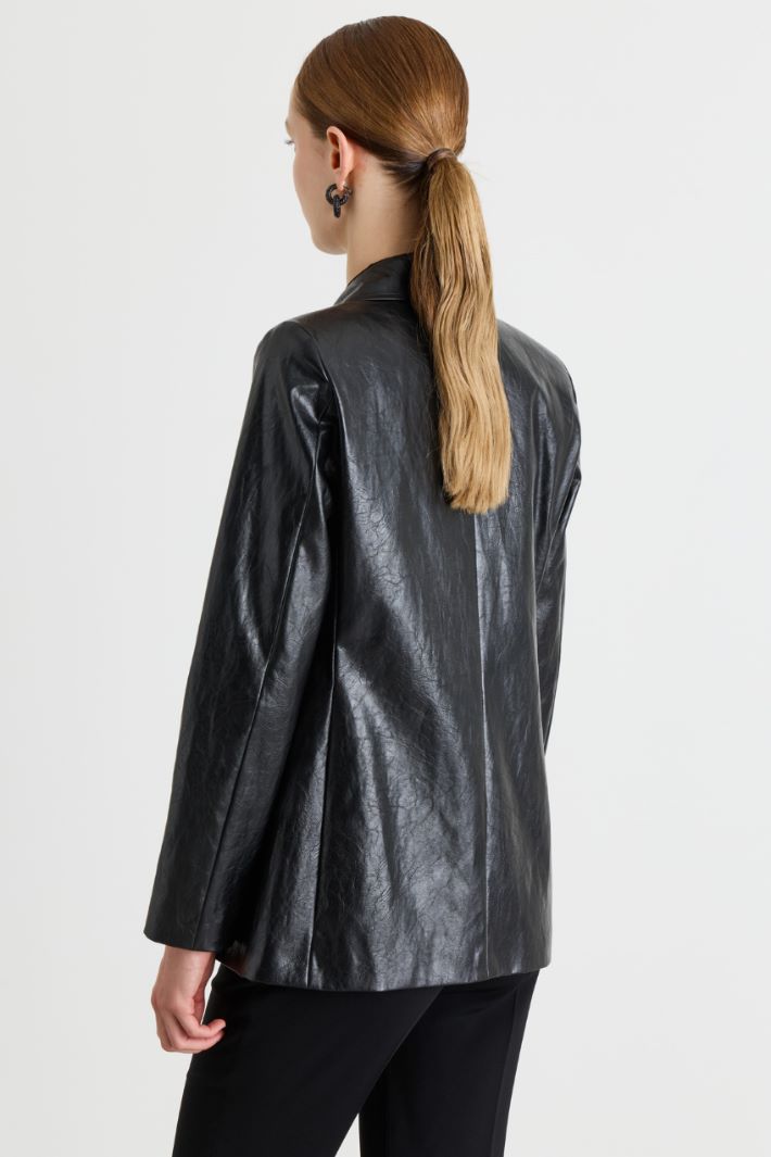 Blazer in tessuto spalmato - NERO - Intrend - 4