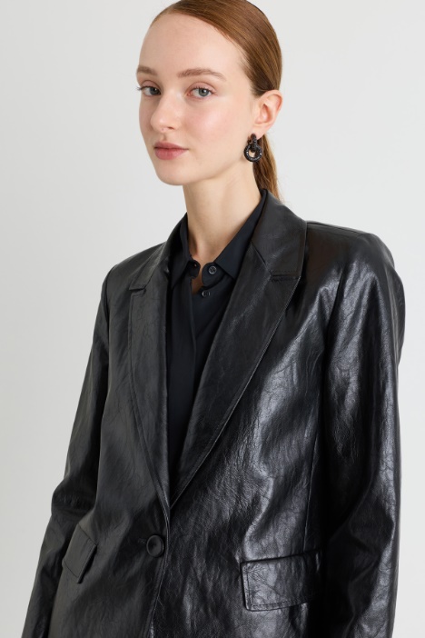 Blazer in tessuto spalmato