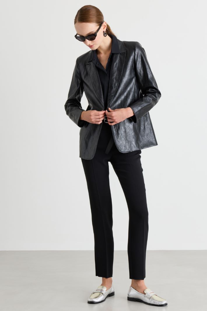 Blazer in tessuto spalmato - NERO - Intrend