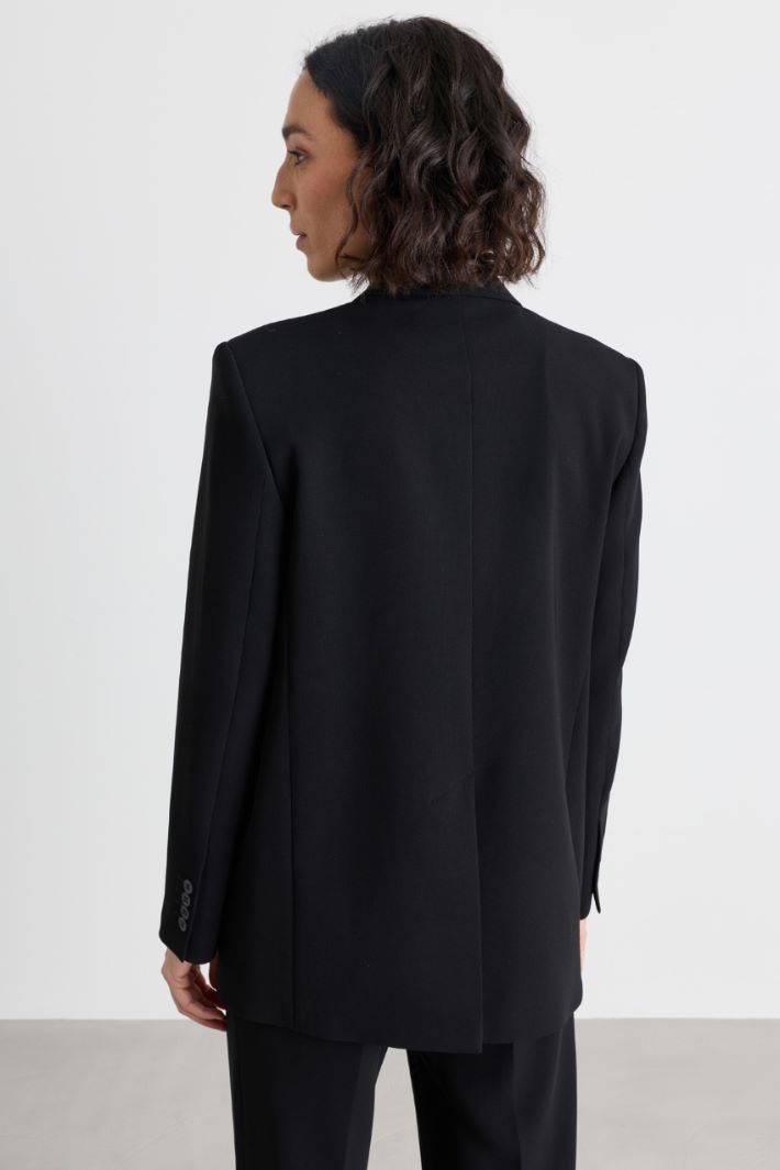 Double-breasted cady blazer - BLACK - Intrend - 4