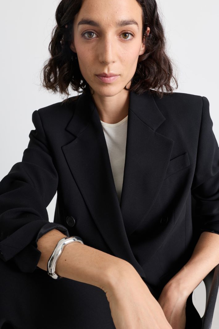 Double-breasted cady blazer - BLACK - Intrend - 3