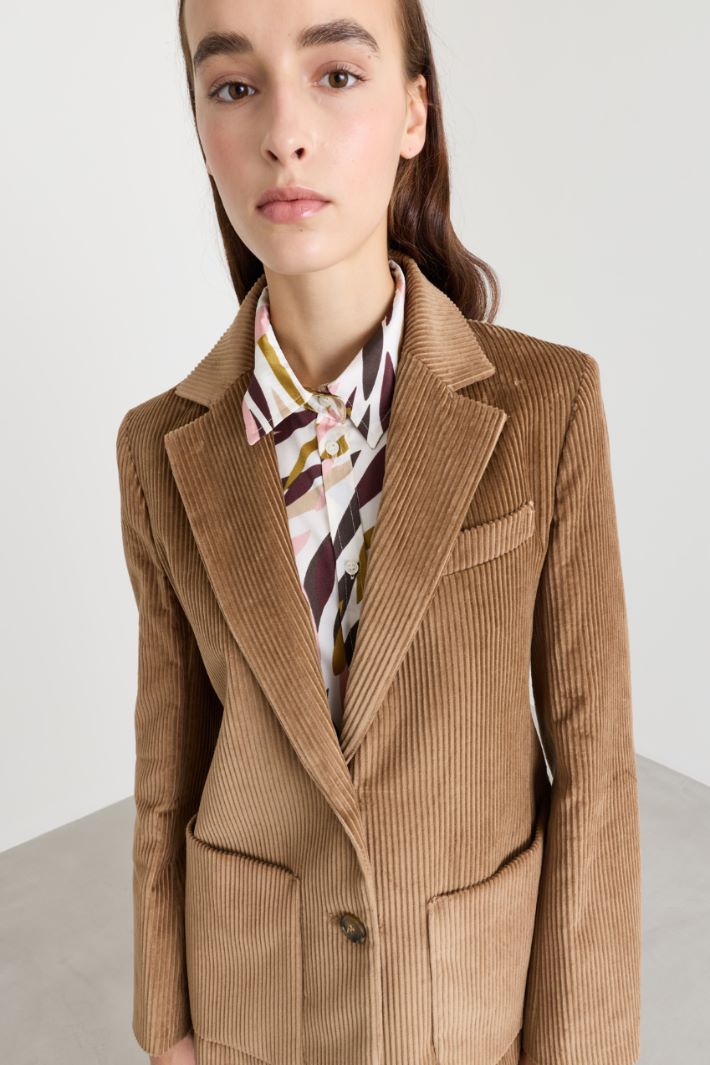 Pure cotton corduroy blazer - CAMEL - Intrend - 3