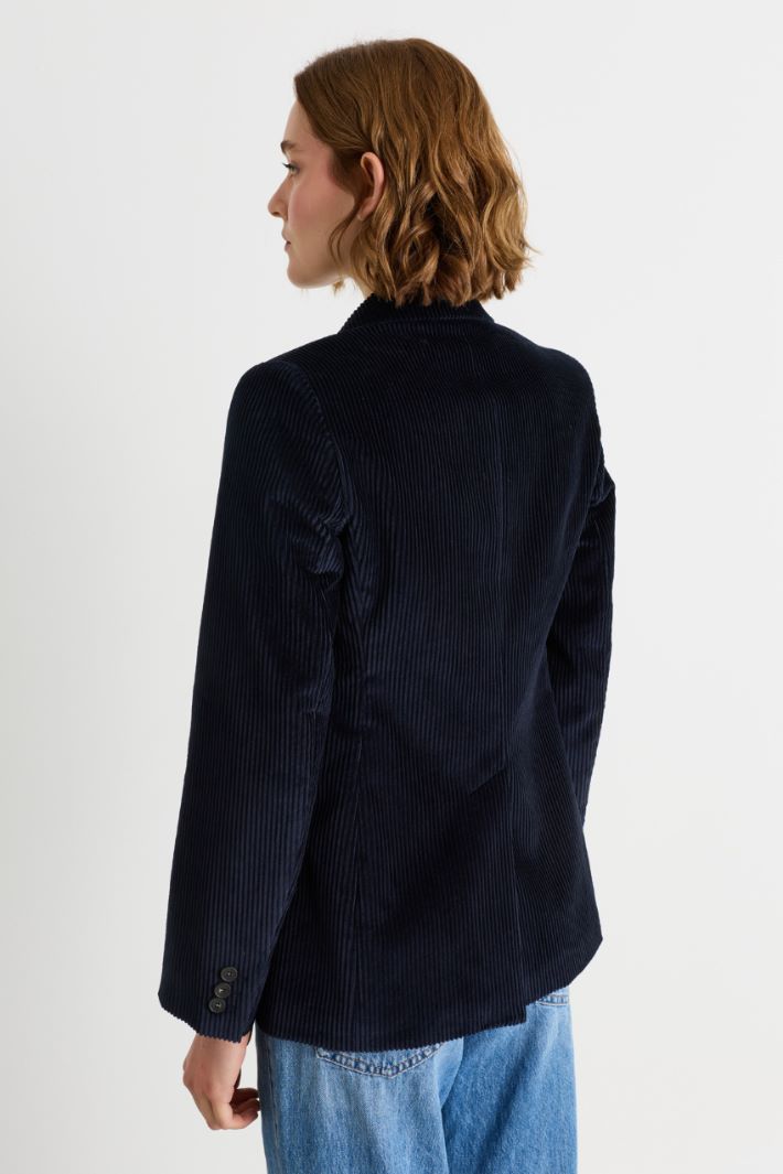 Pure cotton corduroy blazer - BLUE - Intrend - 4