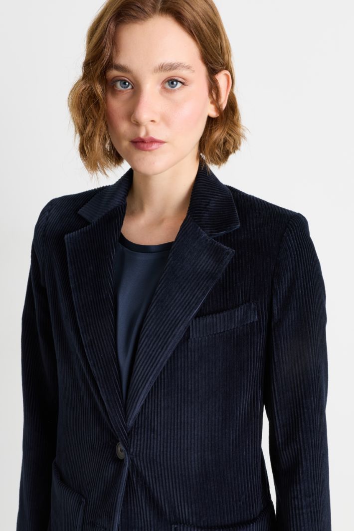 Pure cotton corduroy blazer - BLUE - Intrend - 3