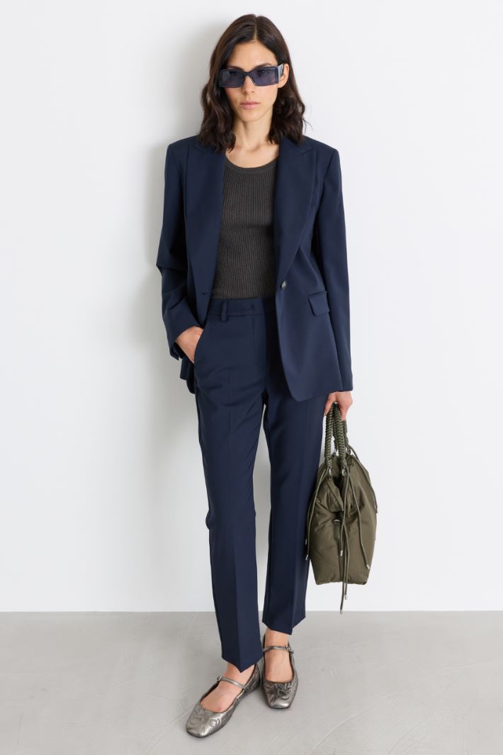 Blazer in tela - BLU - Intrend