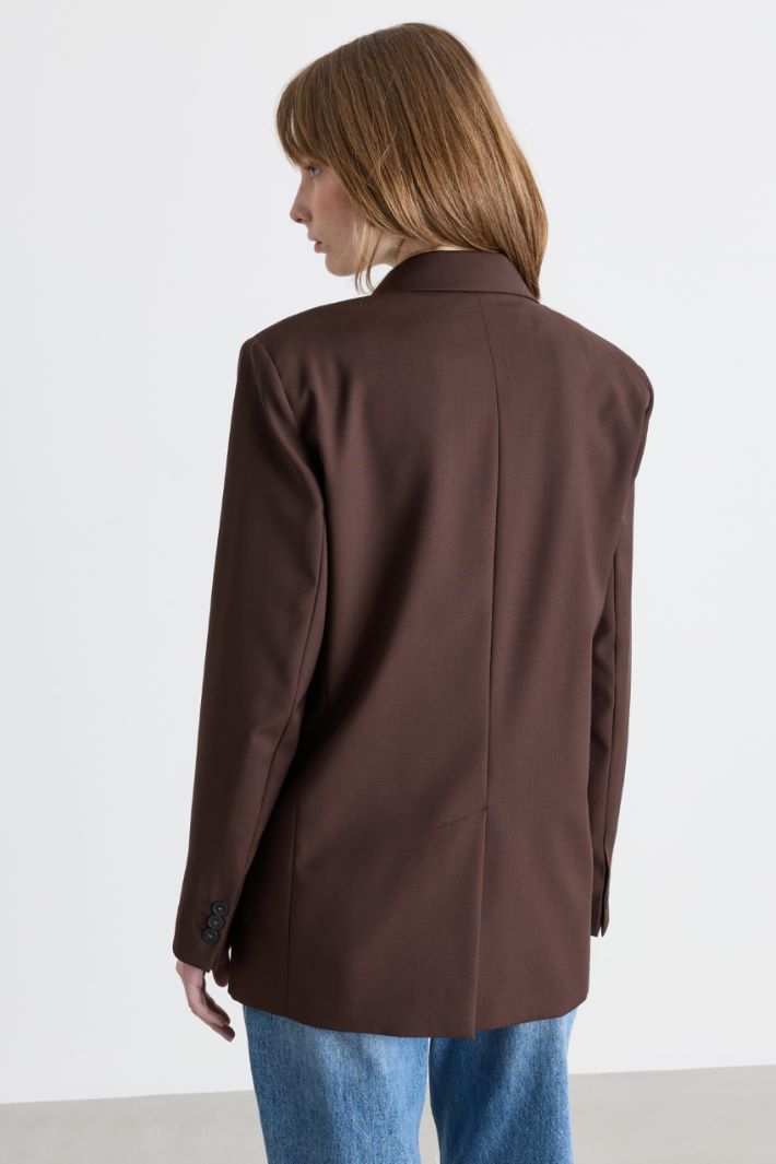 Blazer doppiopetto in tela - MARRONE - Intrend - 4