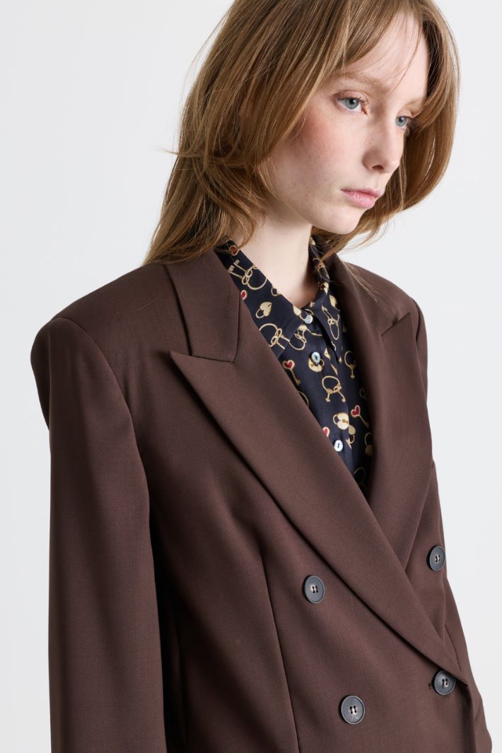 Blazer doppiopetto in tela - MARRONE - Intrend - 3