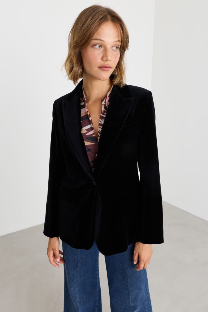 Blazer in velluto - BLU - Intrend - 2