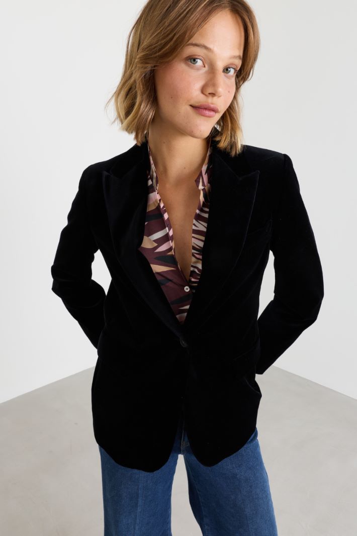 Blazer in velluto - BLU - Intrend - 3