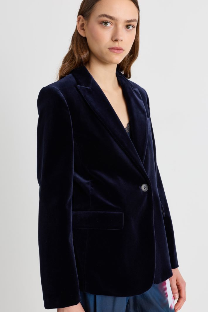 Blazer in velluto - BLU - Intrend - 3