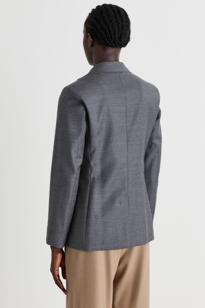 Blazer in flanella con cintura - GRIGIO - Intrend - 4