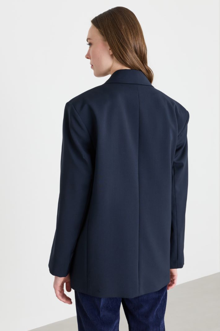 Blazer doppiopetto in levantina - BLU - Intrend - 4