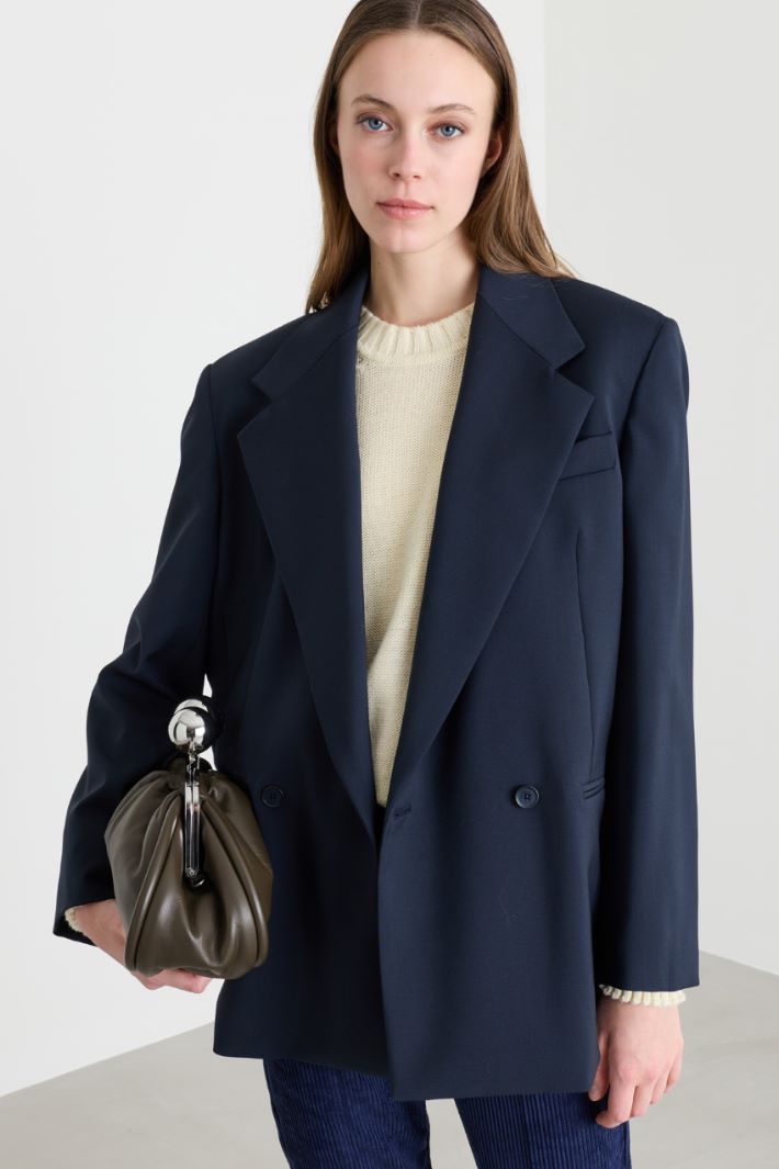 Blazer doppiopetto in levantina - BLU - Intrend - 2