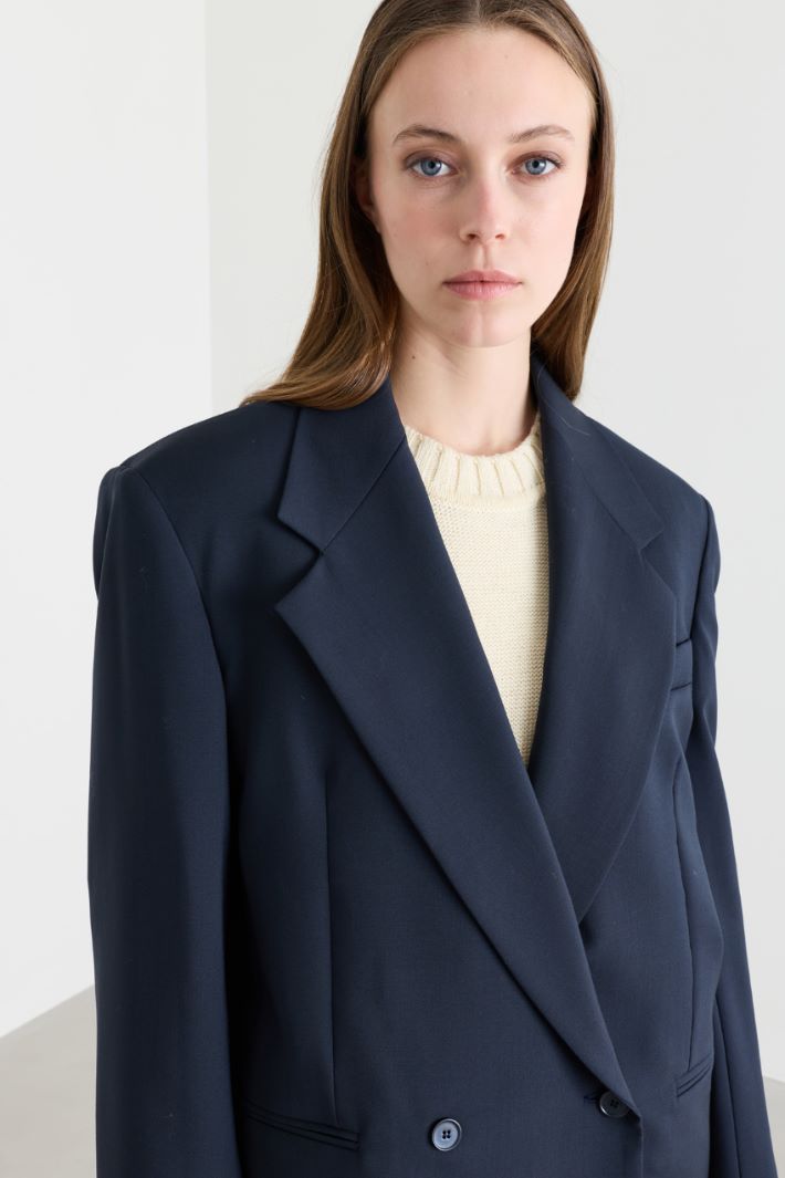 Blazer doppiopetto in levantina - BLU - Intrend - 3