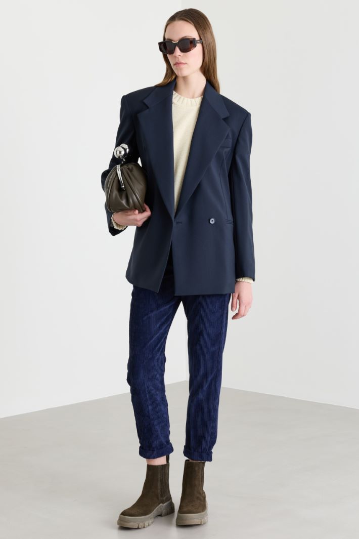 Blazer doppiopetto in levantina - BLU - Intrend