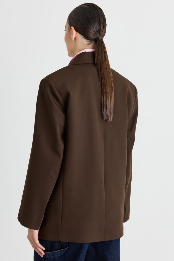 Blazer doppiopetto in levantina - MARRONE - Intrend - 4