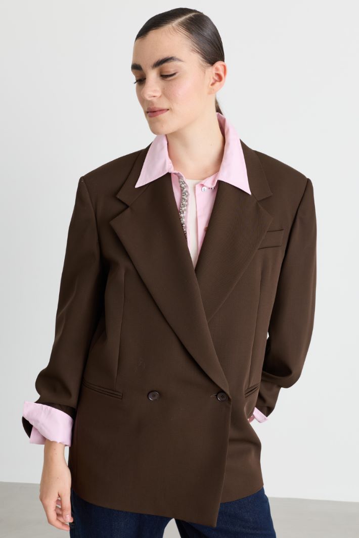 Blazer doppiopetto in levantina - MARRONE - Intrend - 2