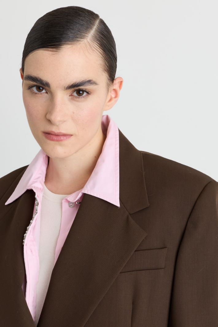 Blazer doppiopetto in levantina - MARRONE - Intrend - 3