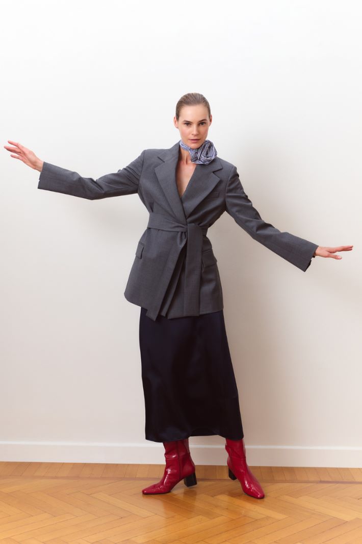 Belted jacket - GREY - Intrend - 5