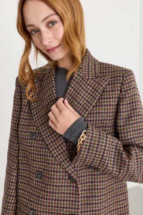 Blazer doppiopetto in lana pied de poule