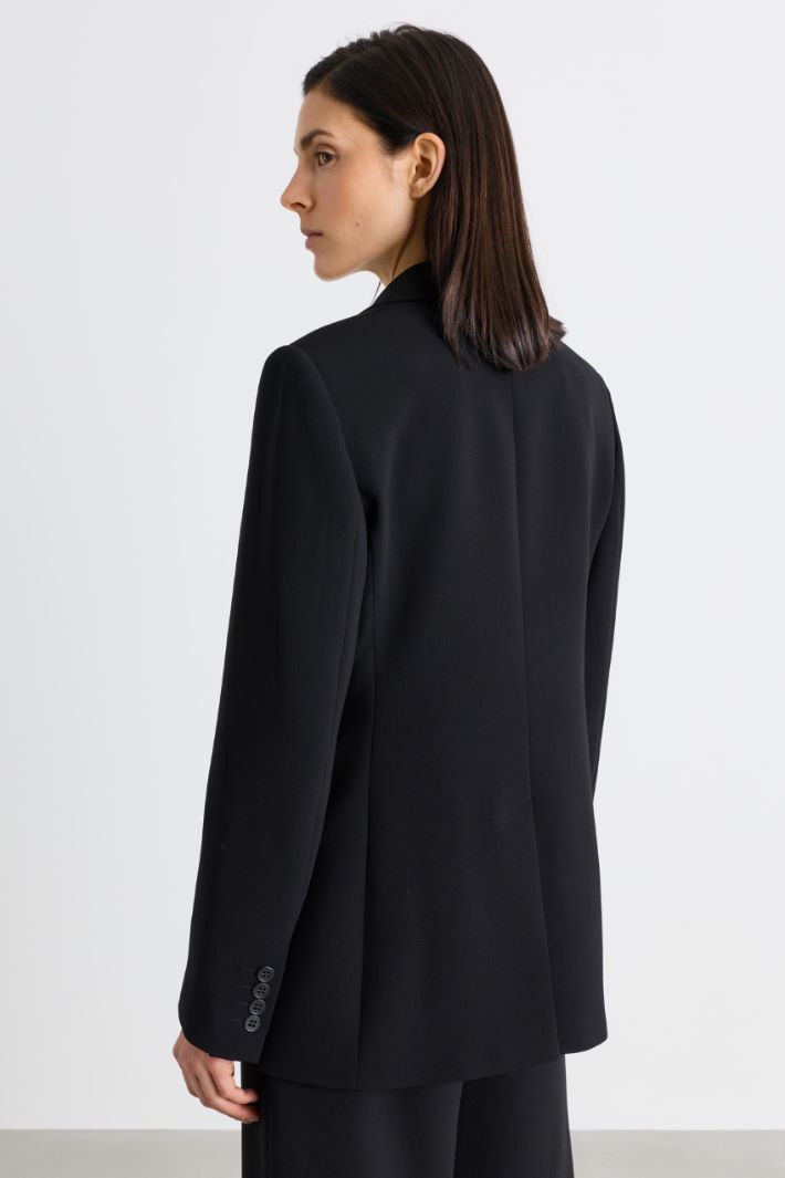 Single-breasted cady blazer - BLACK - Intrend - 4
