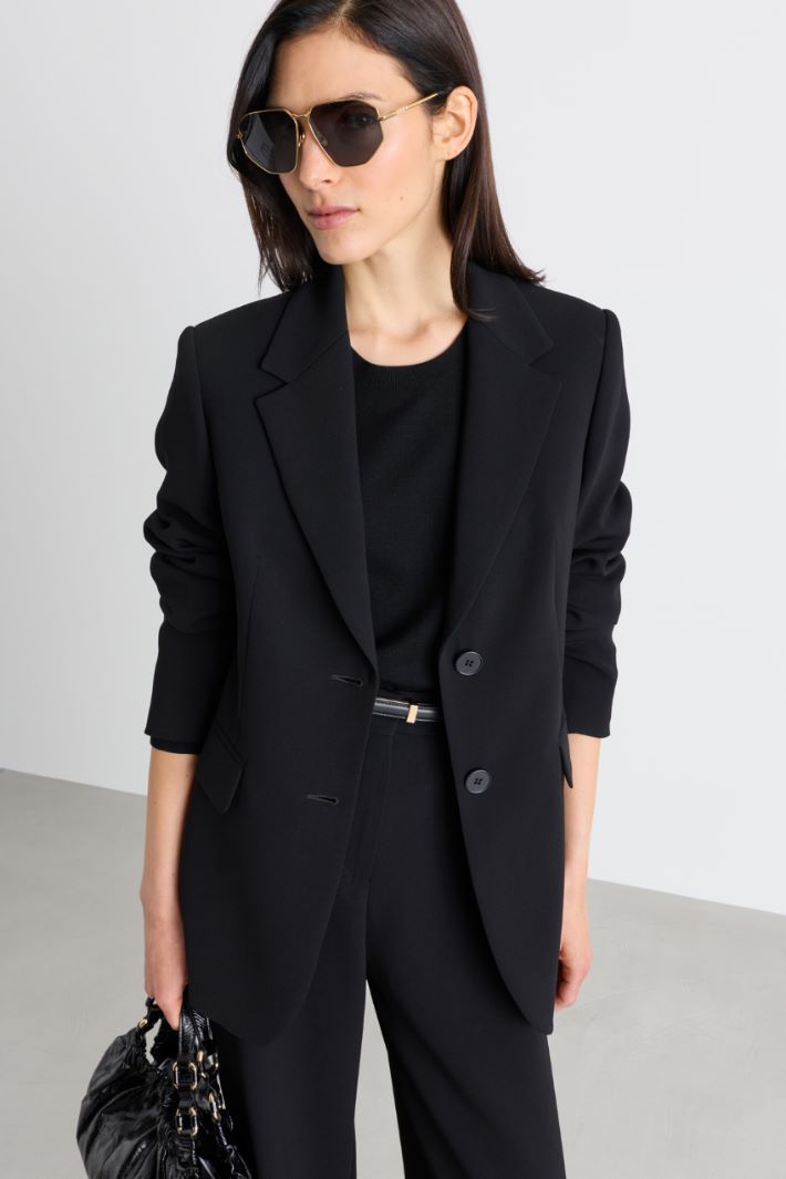 Single-breasted cady blazer - BLACK - Intrend - 2