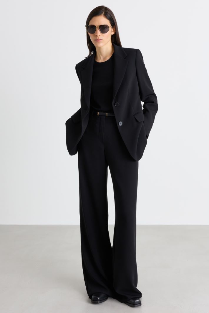 Single-breasted cady blazer - BLACK - Intrend