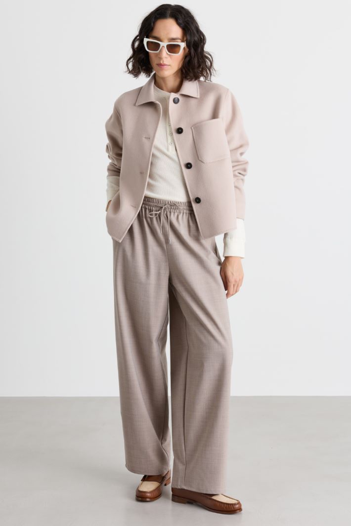 Boxy Wool Drap Jacket - BEIGE - Intrend