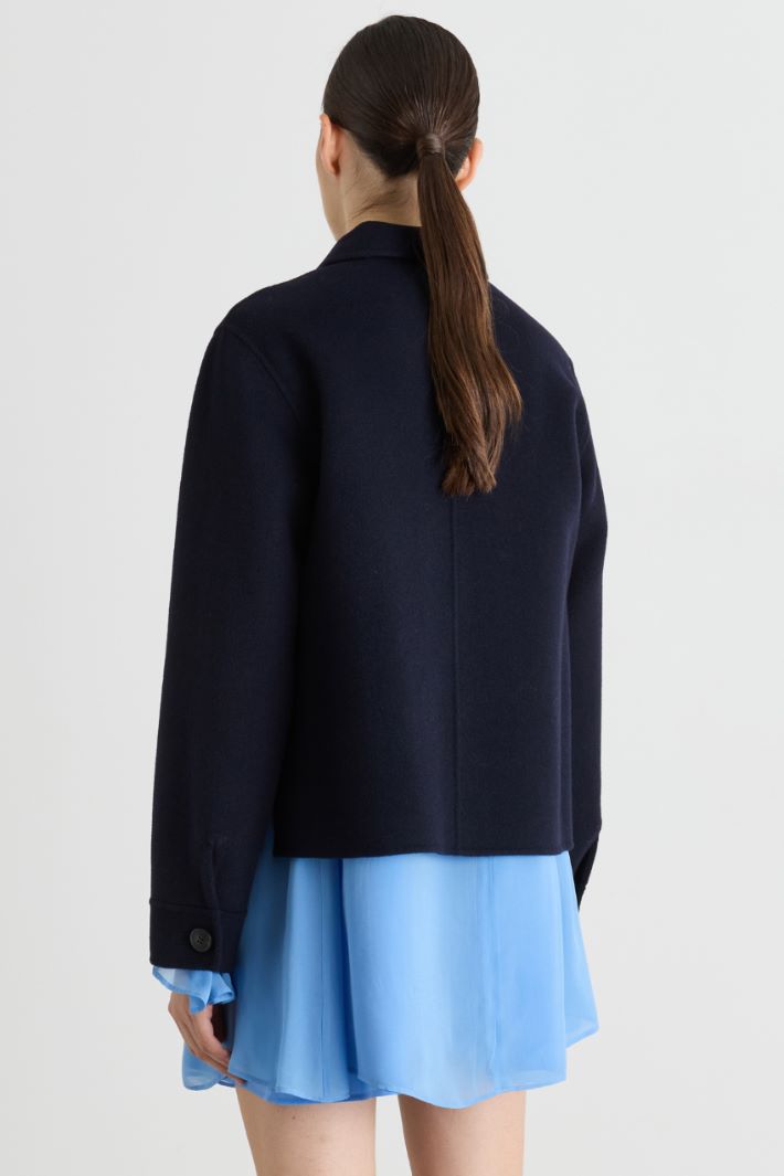 Boxy Wool Drap Jacket - BLUE - Intrend - 4