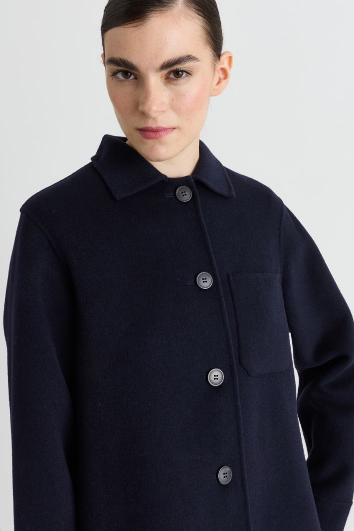 Boxy Wool Drap Jacket - BLUE - Intrend - 3