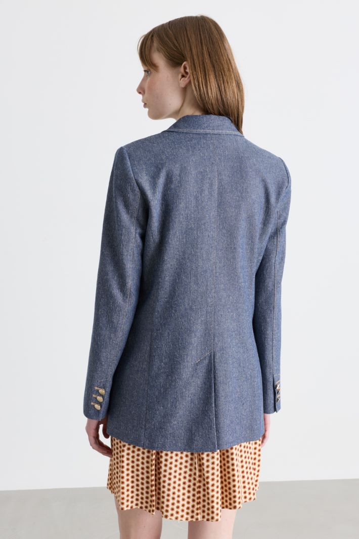 Denim-effect blazer - LIGHT BLUE - Intrend - 4