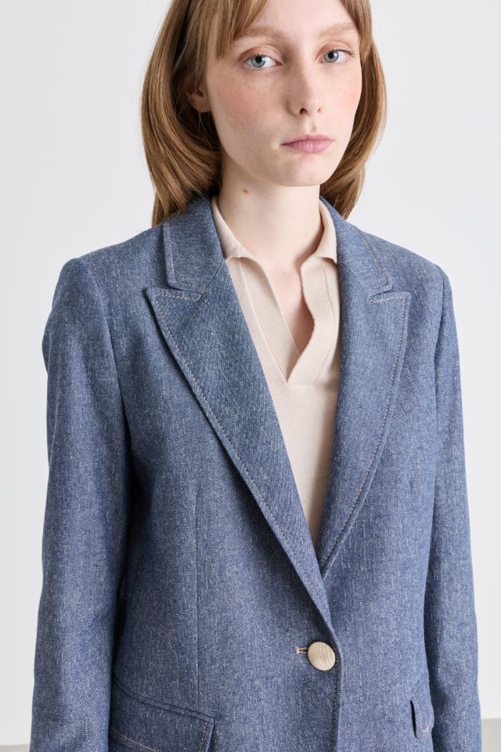 Denim-effect blazer - LIGHT BLUE - Intrend - 3