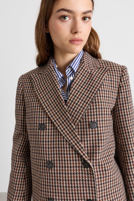 Blazer doppiopetto in misto lana pied de poule