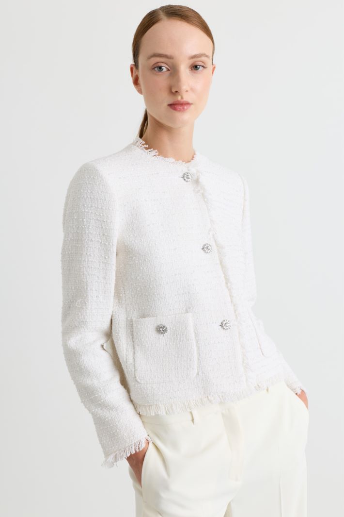 Basketweave jacket - WHITE - Intrend - 3