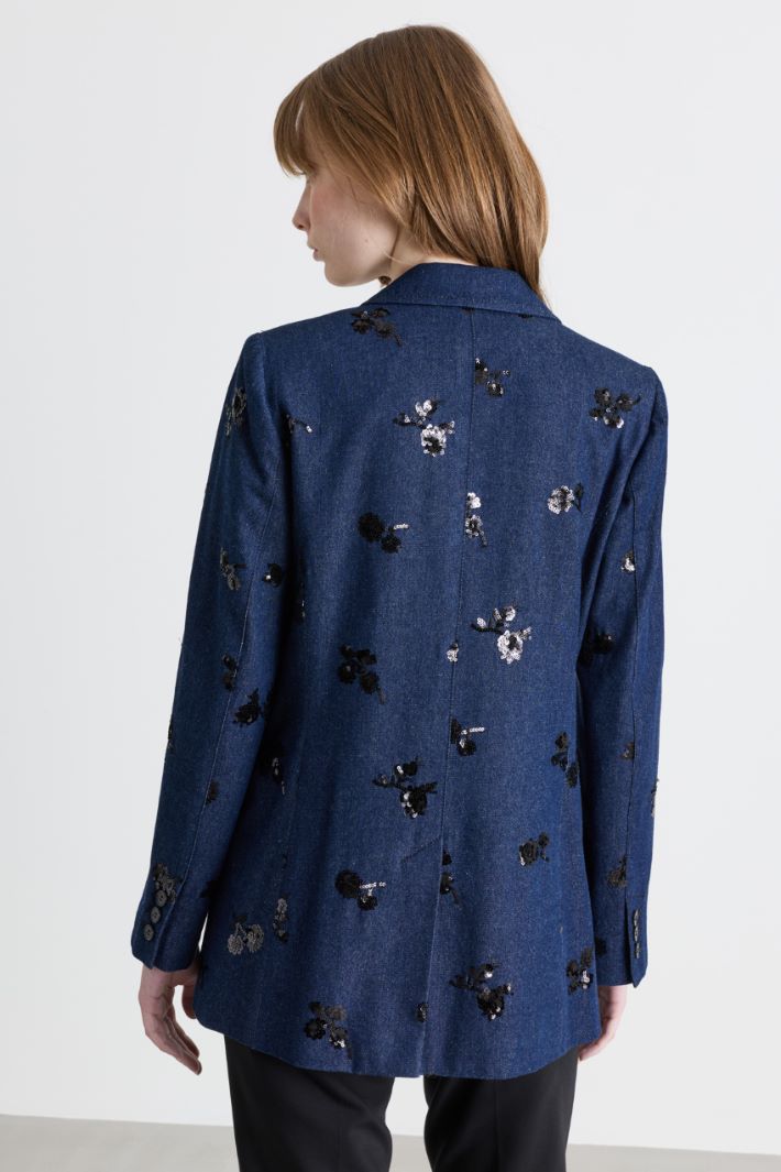 Blazer ricamato - BLU - Intrend - 4