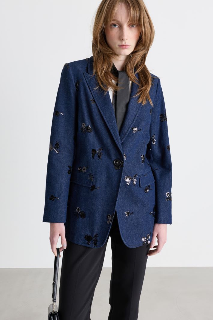 Blazer ricamato - BLU - Intrend - 2