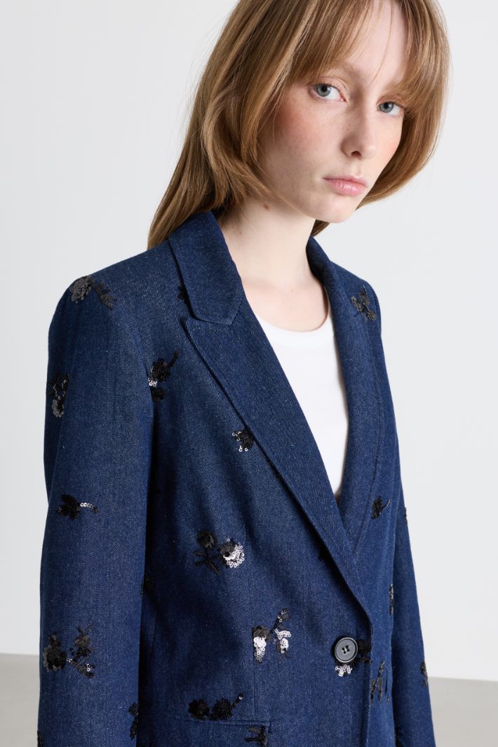 Blazer ricamato - BLU - Intrend - 3