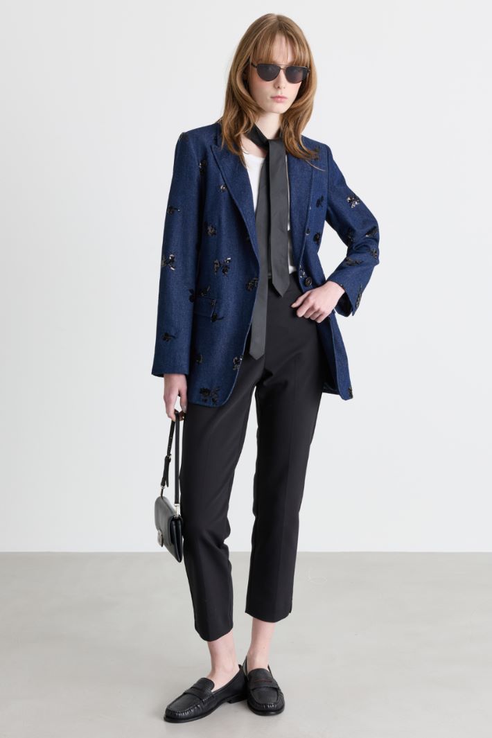Blazer ricamato - BLU - Intrend