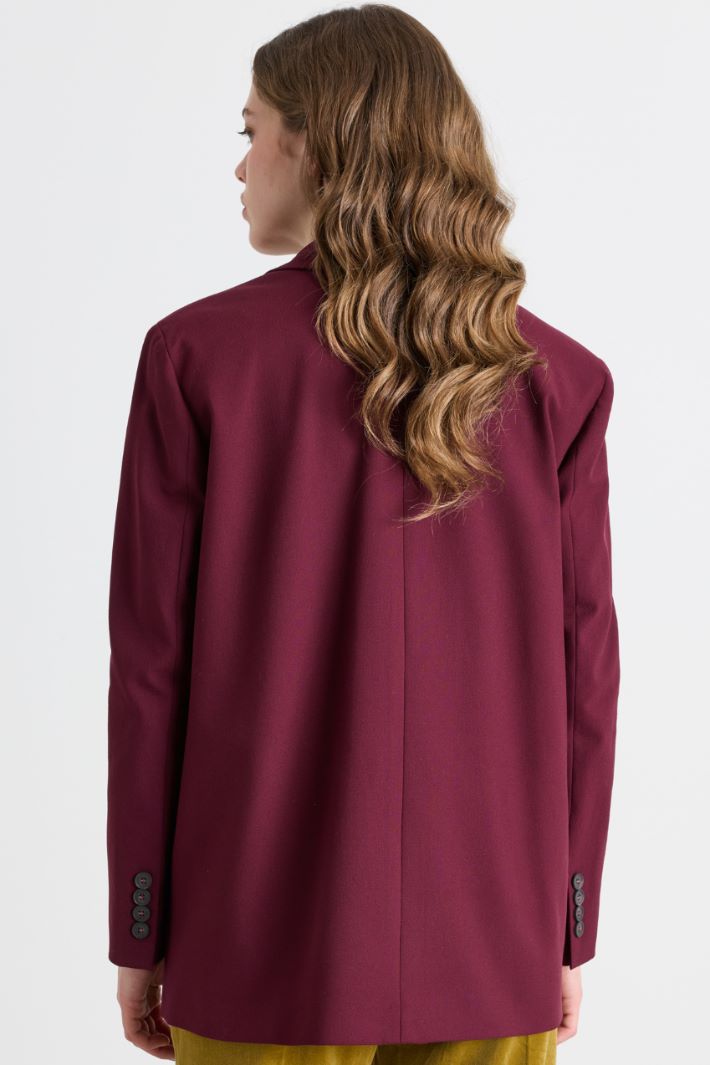 Double-breasted peak lapel blazer - BORDEAUX - Intrend - 4