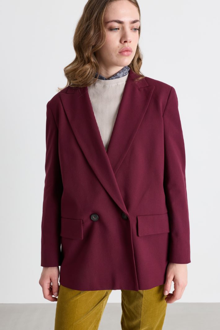 Double-breasted peak lapel blazer - BORDEAUX - Intrend - 2